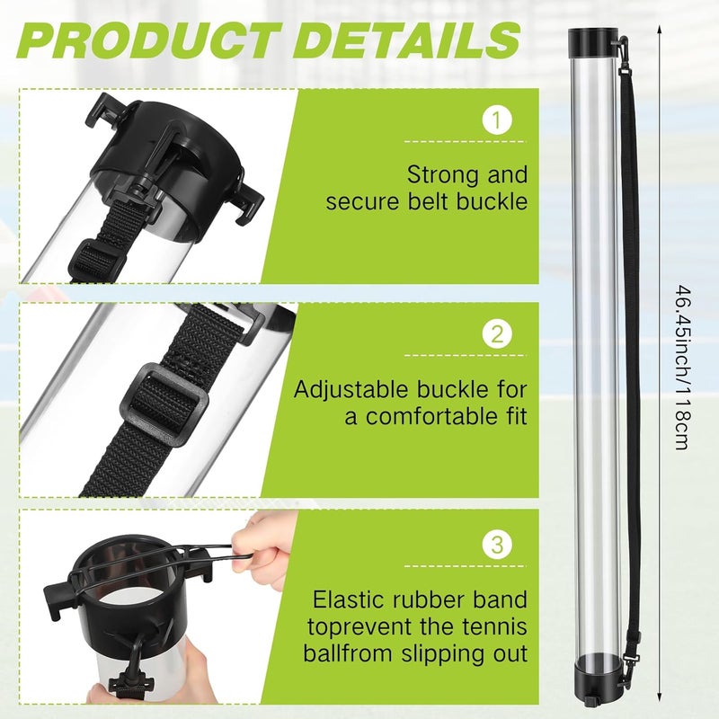 Jerify 3 Pcs Tennis Ball Tube Pickup Picker Holds 18 Balls with Shoulder Strap for Tennis Balls Pickup Collector, Carrier, Dispenser - Image 3